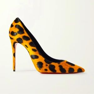 Christian Louboutin Kate 100 Leopard Print Calf Hair Pumps Size 39.5